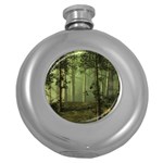 Forest Tree Landscape Round Hip Flask (5 oz) Front