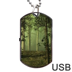 Forest Tree Landscape Dog Tag Usb Flash (one Side) by Simbadda