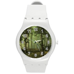 Forest Tree Landscape Round Plastic Sport Watch (m) by Simbadda