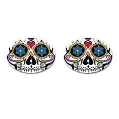 Cranium Sugar Skull Cufflinks (oval) by StarvingArtisan