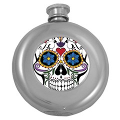 Cranium Sugar Skull Round Hip Flask (5 Oz) by StarvingArtisan