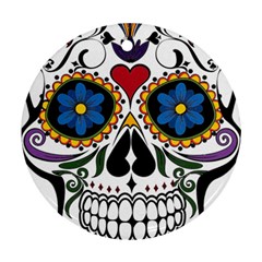 Cranium Sugar Skull Round Ornament (two Sides)