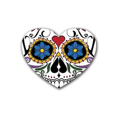 Cranium Sugar Skull Rubber Coaster (heart)  by StarvingArtisan