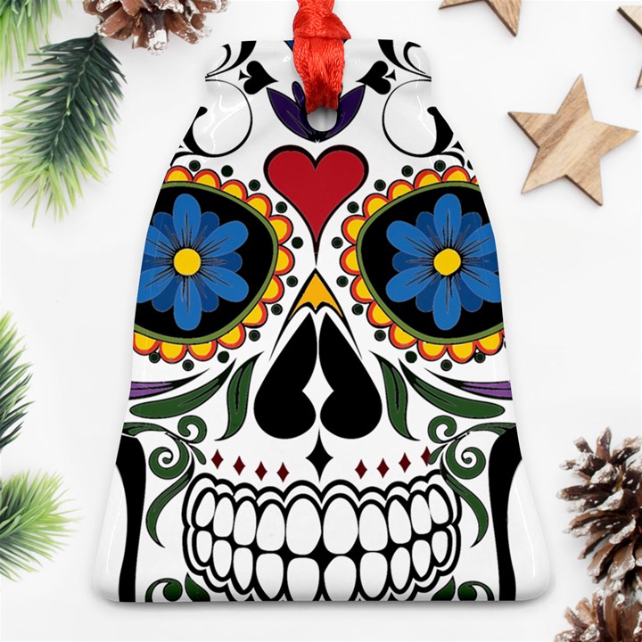 Cranium Sugar Skull Bell Ornament (Two Sides)