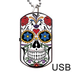 Cranium Sugar Skull Dog Tag Usb Flash (one Side) by StarvingArtisan