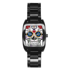 Cranium Sugar Skull Stainless Steel Barrel Watch by StarvingArtisan