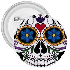 Cranium Sugar Skull 3  Buttons by StarvingArtisan