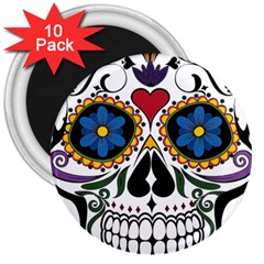 Cranium Sugar Skull 3  Magnets (10 Pack)  by StarvingArtisan