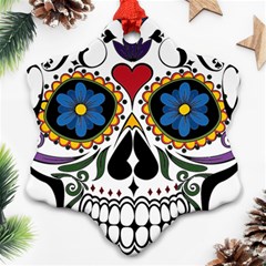 Cranium Sugar Skull Snowflake Ornament (two Sides) by StarvingArtisan