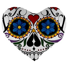 Cranium Sugar Skull Large 19  Premium Heart Shape Cushions by StarvingArtisan