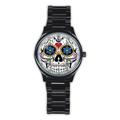 Cranium Sugar Skull Stainless Steel Round Watch by StarvingArtisan