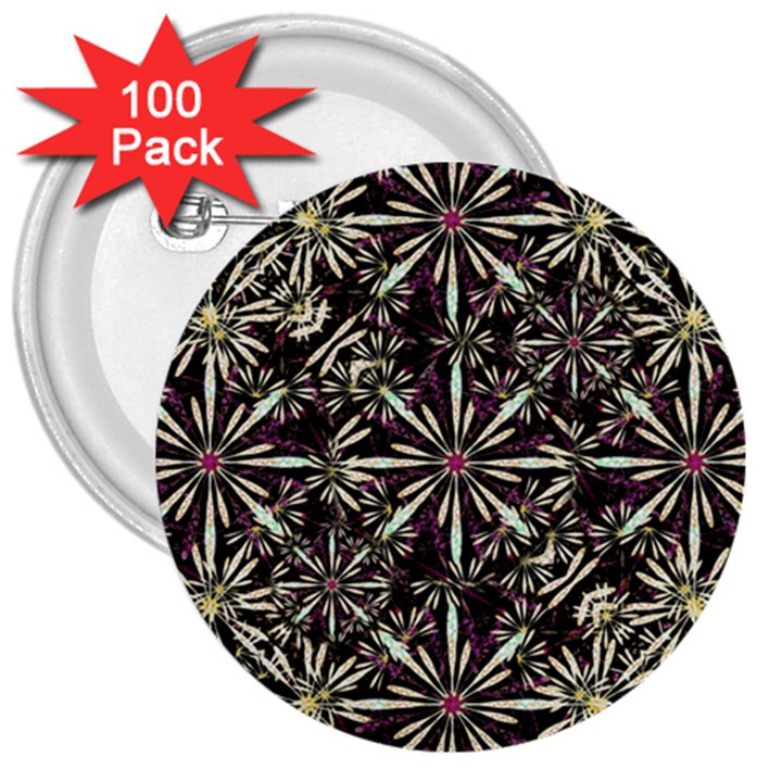 Dark Tropical Pattern 3  Buttons (100 pack) 