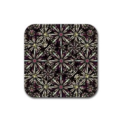 Dark Tropical Pattern Rubber Coaster (square)  by dflcprints