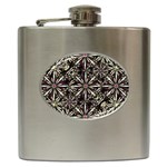 Dark Tropical Pattern Hip Flask (6 oz) Front