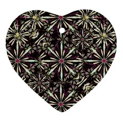 Dark Tropical Pattern Heart Ornament (two Sides)