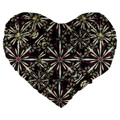 Dark Tropical Pattern Large 19  Premium Heart Shape Cushions by dflcprints