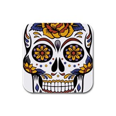 Sugar Skull Rubber Square Coaster (4 Pack)  by StarvingArtisan