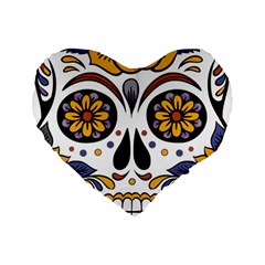 Sugar Skull Standard 16  Premium Flano Heart Shape Cushions by StarvingArtisan