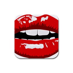 Sexy Lips Rubber Square Coaster (4 Pack)  by StarvingArtisan