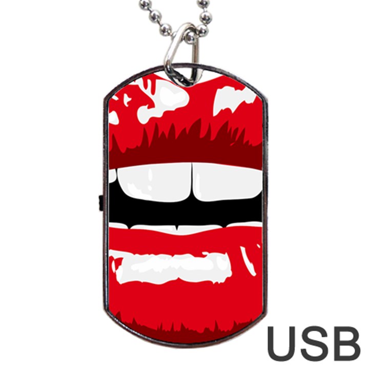 Sexy Lips Dog Tag USB Flash (One Side)