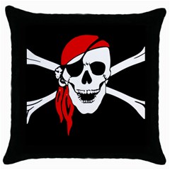 Pirate Skull Throw Pillow Case (black) by StarvingArtisan