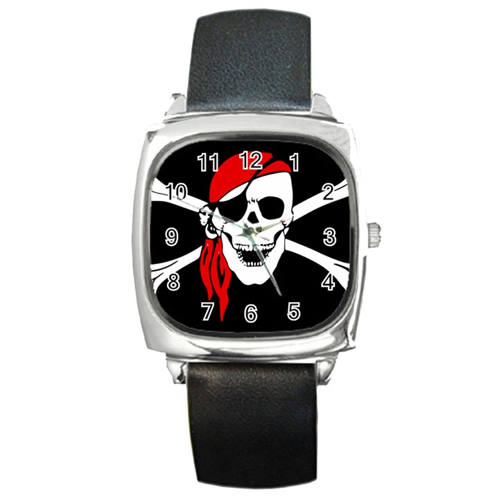 Pirate Skull Square Metal Watch