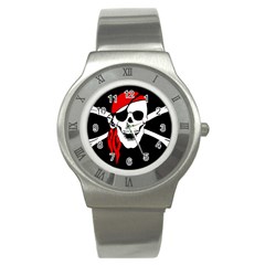 Pirate Skull Stainless Steel Watch by StarvingArtisan