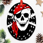 Pirate Skull Oval Filigree Ornament (Two Sides) Back