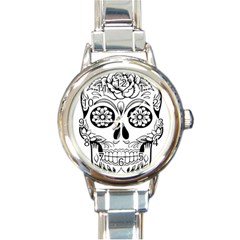 Sugar Skull Round Italian Charm Watch by StarvingArtisan