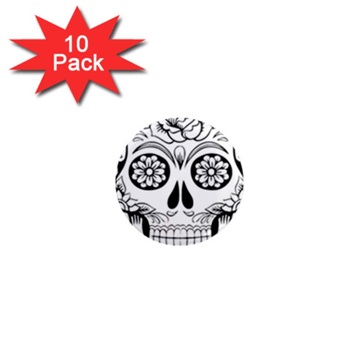 Sugar Skull 1  Mini Magnet (10 pack) 