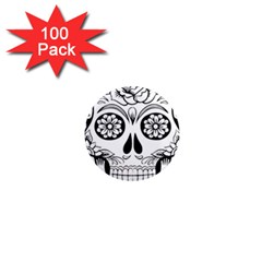 Sugar Skull 1  Mini Magnets (100 Pack)  by StarvingArtisan