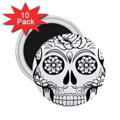 Sugar Skull 2 25  Magnets (10 Pack)  by StarvingArtisan