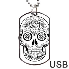 Sugar Skull Dog Tag Usb Flash (one Side) by StarvingArtisan