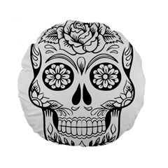 Sugar Skull Standard 15  Premium Flano Round Cushions by StarvingArtisan