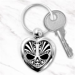 Tribal Sugar Skull Key Chains (heart)  by StarvingArtisan