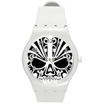 Tribal Sugar Skull Round Plastic Sport Watch (M) Front