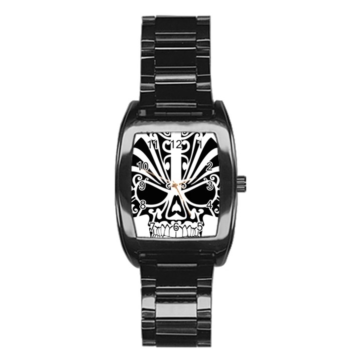 Tribal Sugar Skull Stainless Steel Barrel Watch