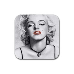 Blonde Bombshell Rubber Coaster (square)  by StarvingArtisan