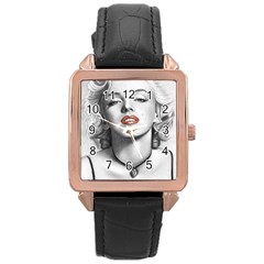 Blonde Bombshell Rose Gold Leather Watch 