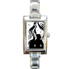 Long Haired Sexy Woman  Rectangle Italian Charm Watch by StarvingArtisan