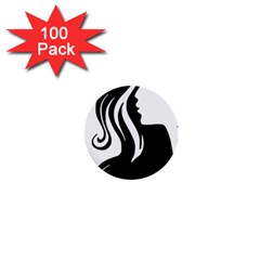 Long Haired Sexy Woman  1  Mini Buttons (100 Pack) 