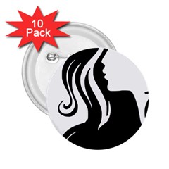 Long Haired Sexy Woman  2 25  Buttons (10 Pack)  by StarvingArtisan