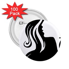 Long Haired Sexy Woman  2 25  Buttons (100 Pack)  by StarvingArtisan