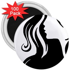 Long Haired Sexy Woman  3  Magnets (100 Pack) by StarvingArtisan