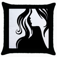 Long Haired Sexy Woman  Throw Pillow Case (black)