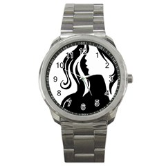 Long Haired Sexy Woman  Sport Metal Watch