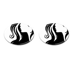 Long Haired Sexy Woman  Cufflinks (oval) by StarvingArtisan