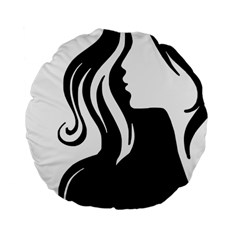 Long Haired Sexy Woman  Standard 15  Premium Flano Round Cushions by StarvingArtisan