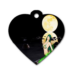 Sexy Mermaid In The Moonlight Dog Tag Heart (two Sides) by StarvingArtisan