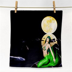 Sexy Mermaid In The Moonlight Face Towel by StarvingArtisan